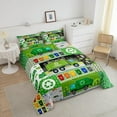 thumbnail image 3 of Cartoon Garbage Truck Bedding Comforter Sets King,Colorful Trash Can Cute Green Cars Trees Bedding Set for Bedroom,Watercolor Abstract Stripes Geometric Art Decor, 3 of 6