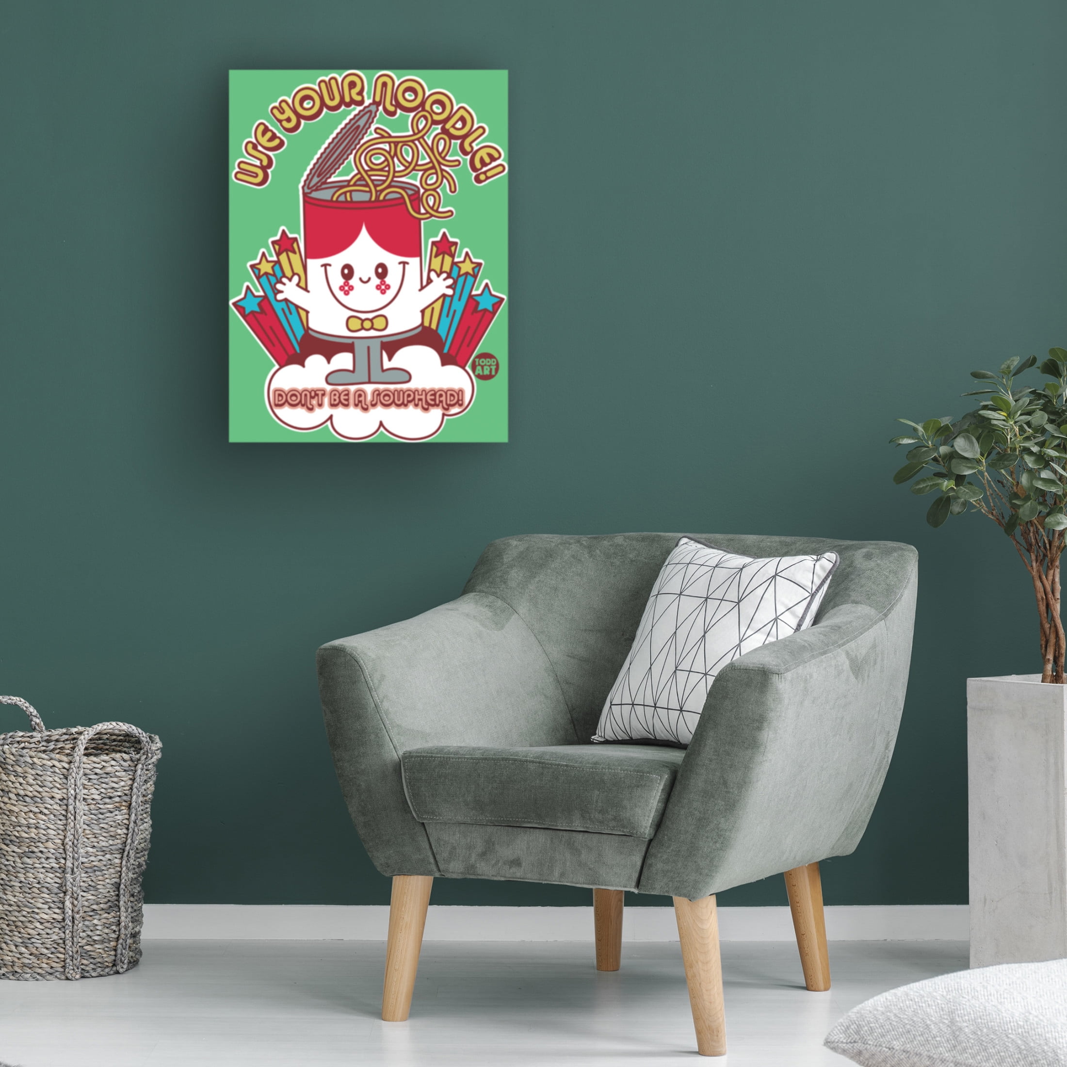 Canvas Wall Art - toddart 'Funshine Noodle Soup' Wall Art for Living Room, Bedroom, or Office Décor by Trademark Fine Art - 18 x 24 Inches