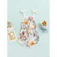 thumbnail image 4 of Caoirhny Baby Girl's Romper, Flower/Stripe Pattern Sleeveless Tie-Up Shoulder Strap Infant Toddler Girl Sling Playsuit, 4 of 8