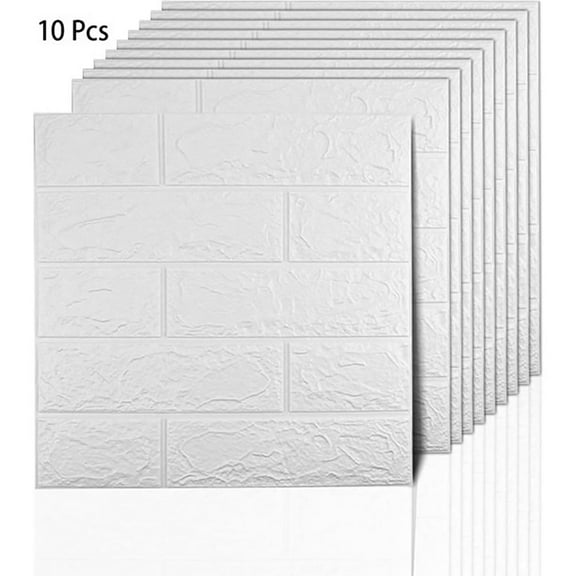 10Pcs 3D Tile Brick Wall Sticker Self Adhesive Waterproof Foam Wall Panels Wallpaper DIY Decor for Bedroom Living Room TV Wall