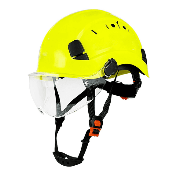 SF06 Construction Safety Helmet with Visor ABS Hard Hat Adjustable Ventilation Hardhats Industrial Work Head Protection for Men(Fluorescent yellow)