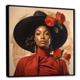thumbnail image 2 of Designart "Woman with Red Roses Portrait" People Framed Wall Art - International Red African American Art Entryway Framed Wall Art Print, 2 of 6