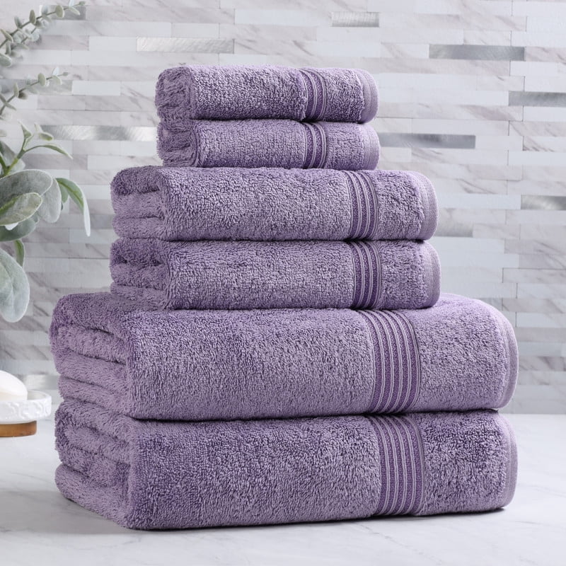 Superior Egyptian Cotton Absorbent 6-Piece Royal Purple Towel Set