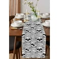 thumbnail image 4 of Halloween Burlap-Cotton Table Runner 72 Inches Long,Black White Skull Floral Botanical Farmhouse Table Runners,Outdoor Dining Tablecloths Decor for Baby Shower Party Wedding 13x72, 4 of 9