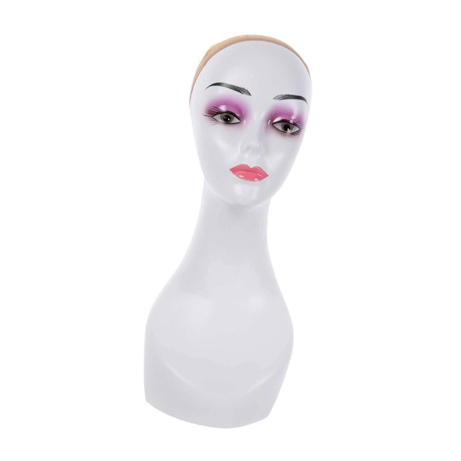 Stgfyxgs Bald Manikin Head with Shoulder Stable Base Stand Professional Manikin Head for Hats Beauty Accessories Jewelry Salon Violet Eye Shadow