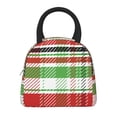 thumbnail image 3 of YFYANG Portable Waterproof Insulated Lunch Bag, Christmas Checkered Stripe Pattern Reusable Cooler Bag / Picnic Bag for Adults Teens, 3 of 9