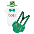 thumbnail image 3 of IBTOM CASTLE Infant Baby Boys Wild One First Birthday Outfit Bowtie Romper+Suspenders+Pants+Headband Cake Smash Clothes Set, 4-Piece, 3 of 11
