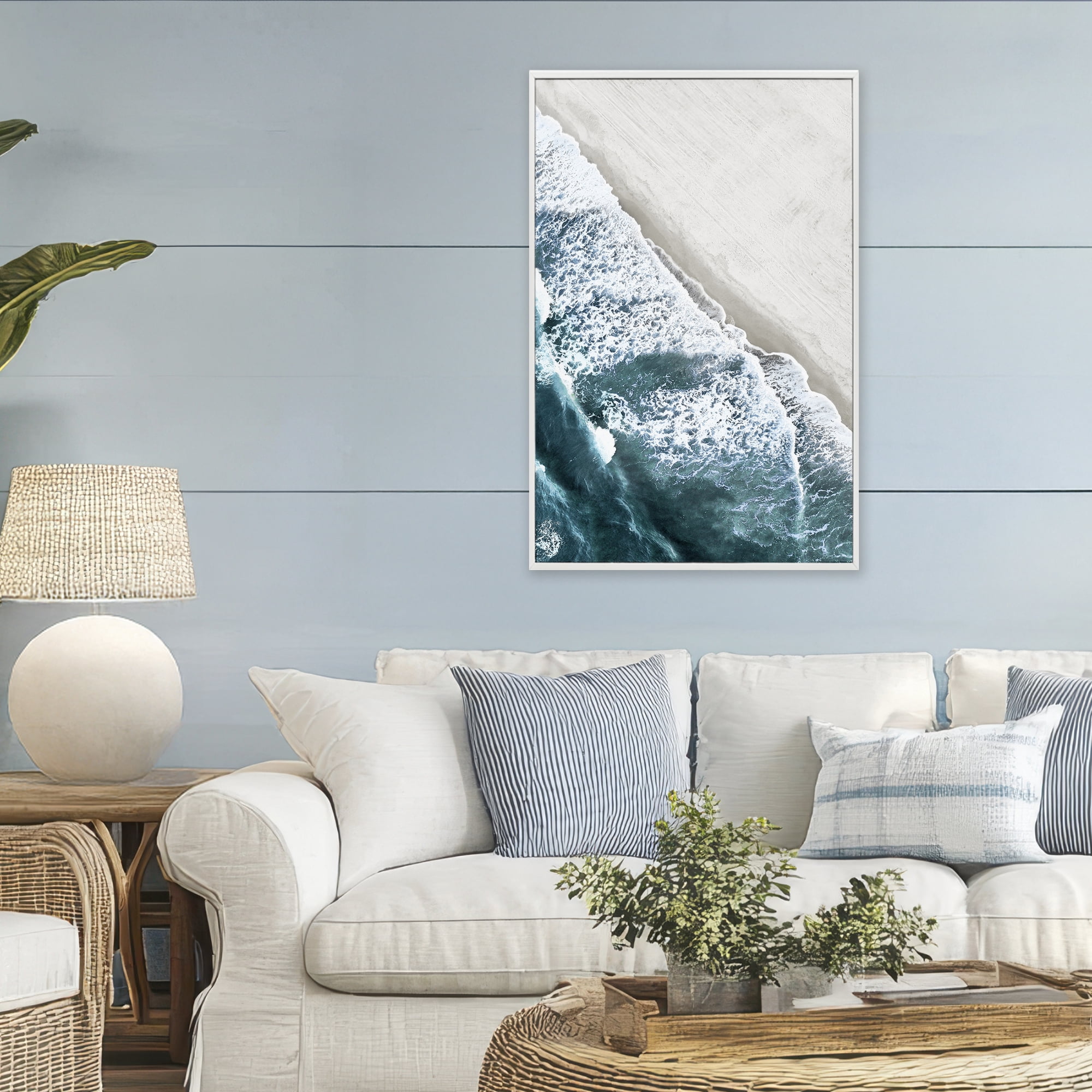Stupell Industries Corolla Beach Breezy Shoreline White Framed Giclee Art, design by Natalie Carpentieri