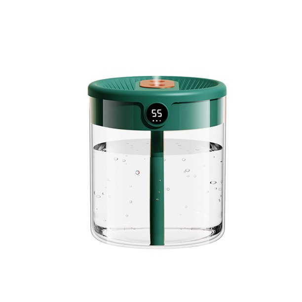 Kearding Humidificador de aire de relleno con boquilla doble de 2L, modos de fragancia, pantalla de humedad LCD nocturna, difusor de Aroma para Humidificadores Verde Con pantalla digital