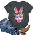 thumbnail image 4 of VBTAPA Women Happy Easter T Shirt Bunny Eggs Graphic T-Shirt Funny Letter Printed Tee Shirts Loose Fit Crewneck Short Sleeve Tops Today's Sales Gray L, 4 of 5