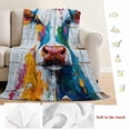 thumbnail image 5 of Abstract Cow Blanket Soft Cozy Warm Throw Blanket for Couch, Plush Fuzzy Flannel Fleece Blankets for Sofa, Farmhouse Colorful Animals Oil Painting Bed Blankets Lightweight Gifts for Women, 30"x40", 5 of 9