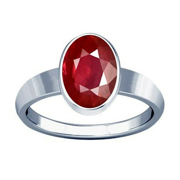 Divya Shakti 7.25-7.50 Carat Ruby Plain Design Ring (Maanik Manikya Stone Silver Plain Design Ring)(3)