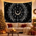 thumbnail image 3 of Gold Crescent Moon & Botanical Wreath on Black Starry Background, Mystical Celestial for Moon Lovers, Celestial Wall Art Decor, Housewarming Gift Tapestry Wall Hanging for Bedroom and Living Room, 3 of 5