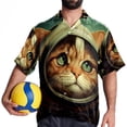 thumbnail image 4 of Retro Cat Men's Short Sleeve Spread Collar Tops, Casual Button Down Shirts, Printed Summer Beach Shirts, Unisex, 4 of 6