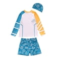 thumbnail image 4 of Edvintorg Bathing Suit for Boys 2026 Cute Printed Long Sleeve Swimwear with Swim Cap 3 Piece Swimsuit Boys Size 1-10, 4 of 9