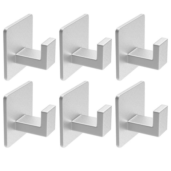 Adhesive Towel Hooks, Heavy Duty Wall Hooks Aluminum Black Hooks for Hanging Coat, Hat, Towel, Robe, Clothes, Shower Hook for Door, Office, Kitchen, Bathroom - 2 Pack (Black)