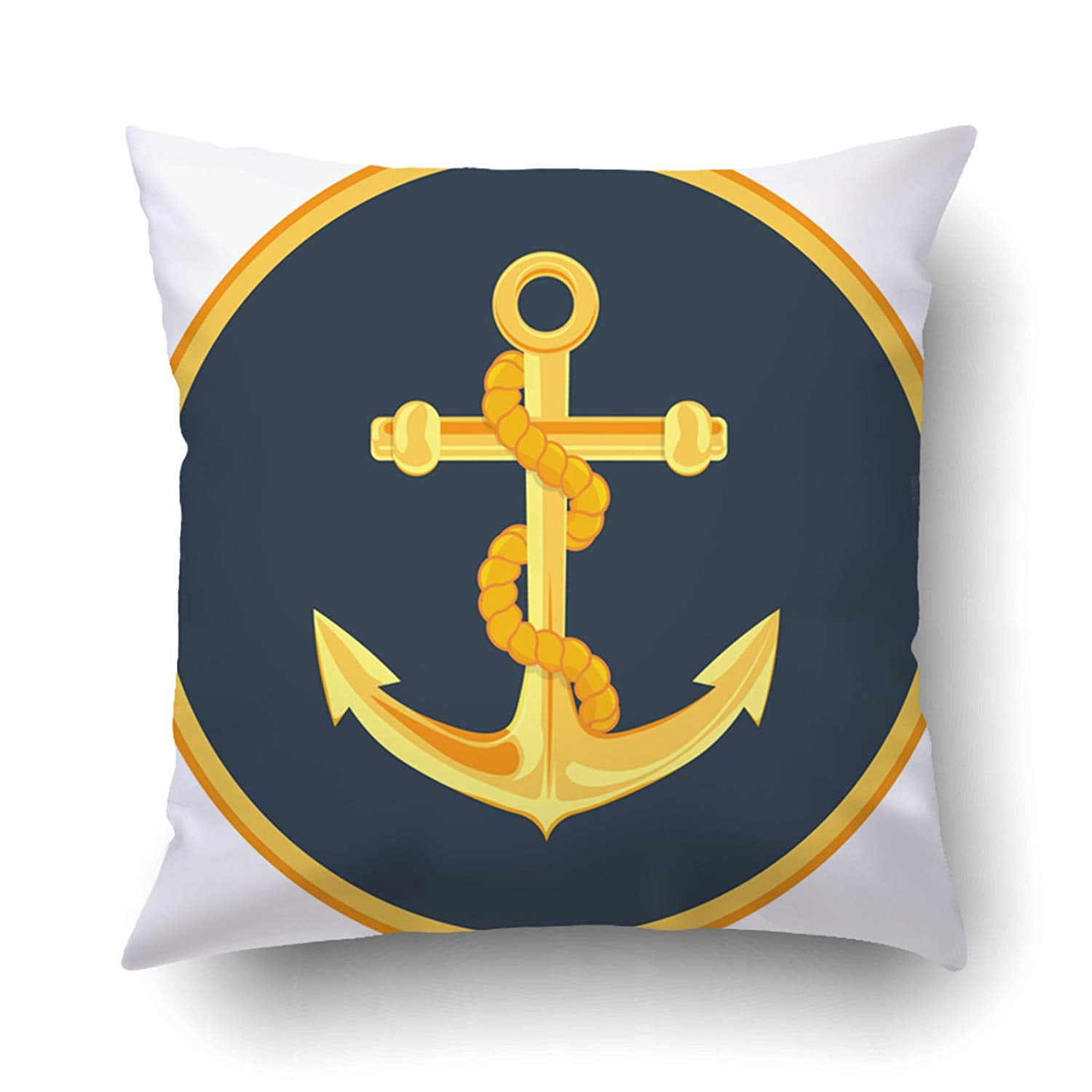 BSDHOME Gold Anchor Label Illustration Isolated On A White Pillowcase Pillow Cushion Cover 16x16 inch Walmart