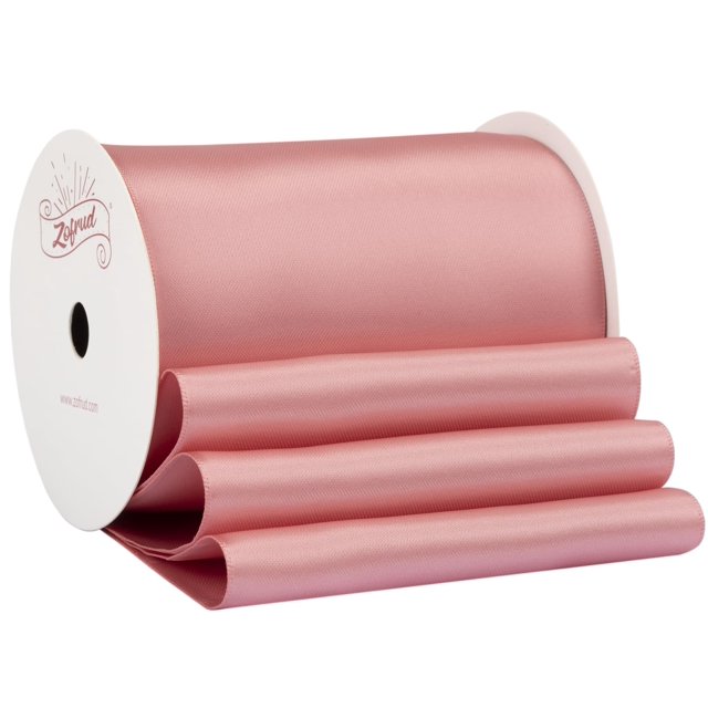 Cinta de raso Zofrud Dusty Rose de 4 pulgadas de ancho x 10 yardas - Cinta grande ideal para lazos, envolver regalos, ramos de flores y manualidades