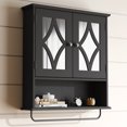 thumbnail image 1 of RoyalCraft Black Wall Mounted Medicine Cabinet with Mirror, Adjustable Shelves & Towel Bar Storage for Bathroom, 1 of 8