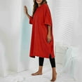 thumbnail image 2 of Elainilye Fashion Robes for Women and Men Unisex Bathrobe Casual Solid Color Long Sleeve Robes Pajamas Nightgown,Red, 2 of 4