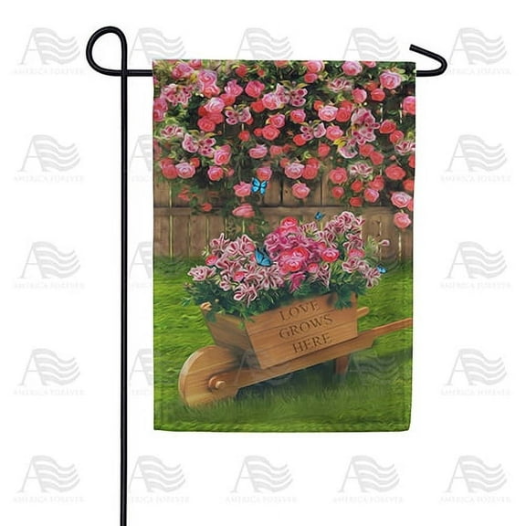 America Forever Flags Double Sided Garden Flag - Love Grows Here, 12.5 x 18 Inches, Happy Valentine's Day Love Hearts Garden Flag, Seasonal Yard Outdoor Holiday Decorative Flag