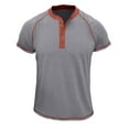 thumbnail image 2 of LYEAA Summer Shirts for Men Short Sleeve Four Buttons Crew Neck Fitted Pullover T-shirts Solid Casual Soft Comfortable Breathable Men's Tops Gray M, 2 of 4