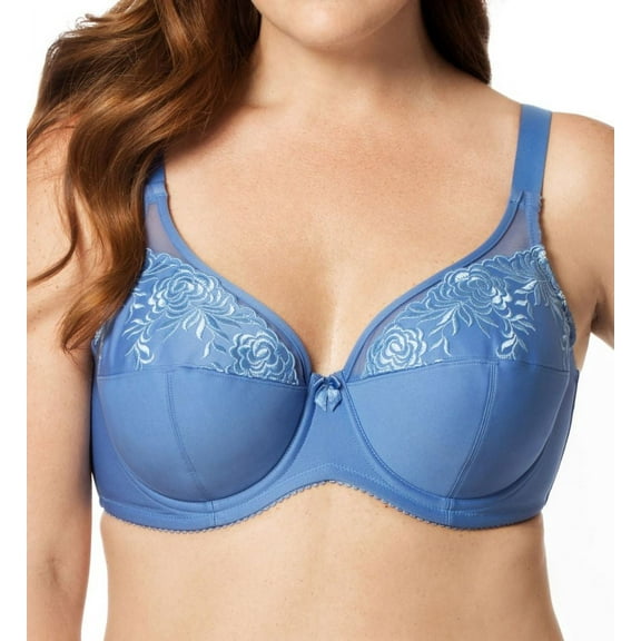 Women's Elila 2401 Embroidered Microfiber Underwire Bra (Celestial Blue 38K)