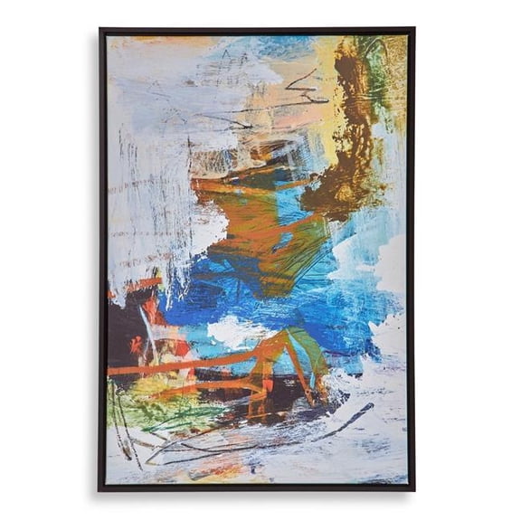 Benjara 25 x 37 Handcrafted Wall Art Abstract Giclee- Black Frame- Multicolor
