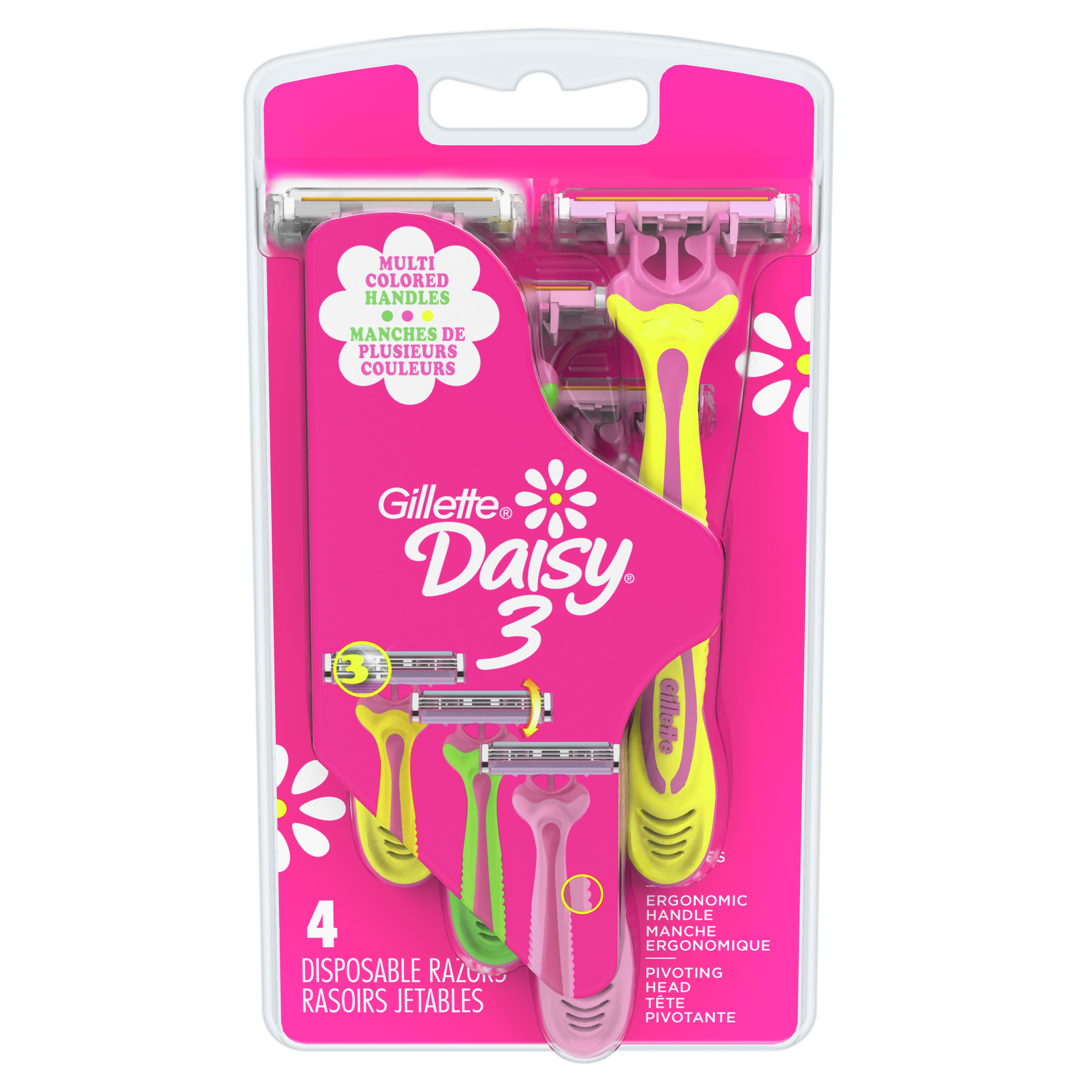 Daisy Gillette Disposable Razors for Women, 3 Bladed, 4 Ct - image 2 of 7
