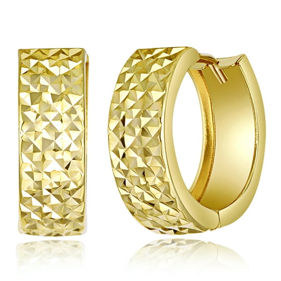 Wellingsale Ladies 14k Yellow Gold Polished 5mm Huggies Hoop Earrings (15mm Diameter)