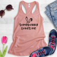 thumbnail image 2 of Somebunny Loves Me Tank Top, Ladies Racerback Tank Top, Easter Tank, Easter Pun Tank, Desert Pink, Medium, 2 of 3