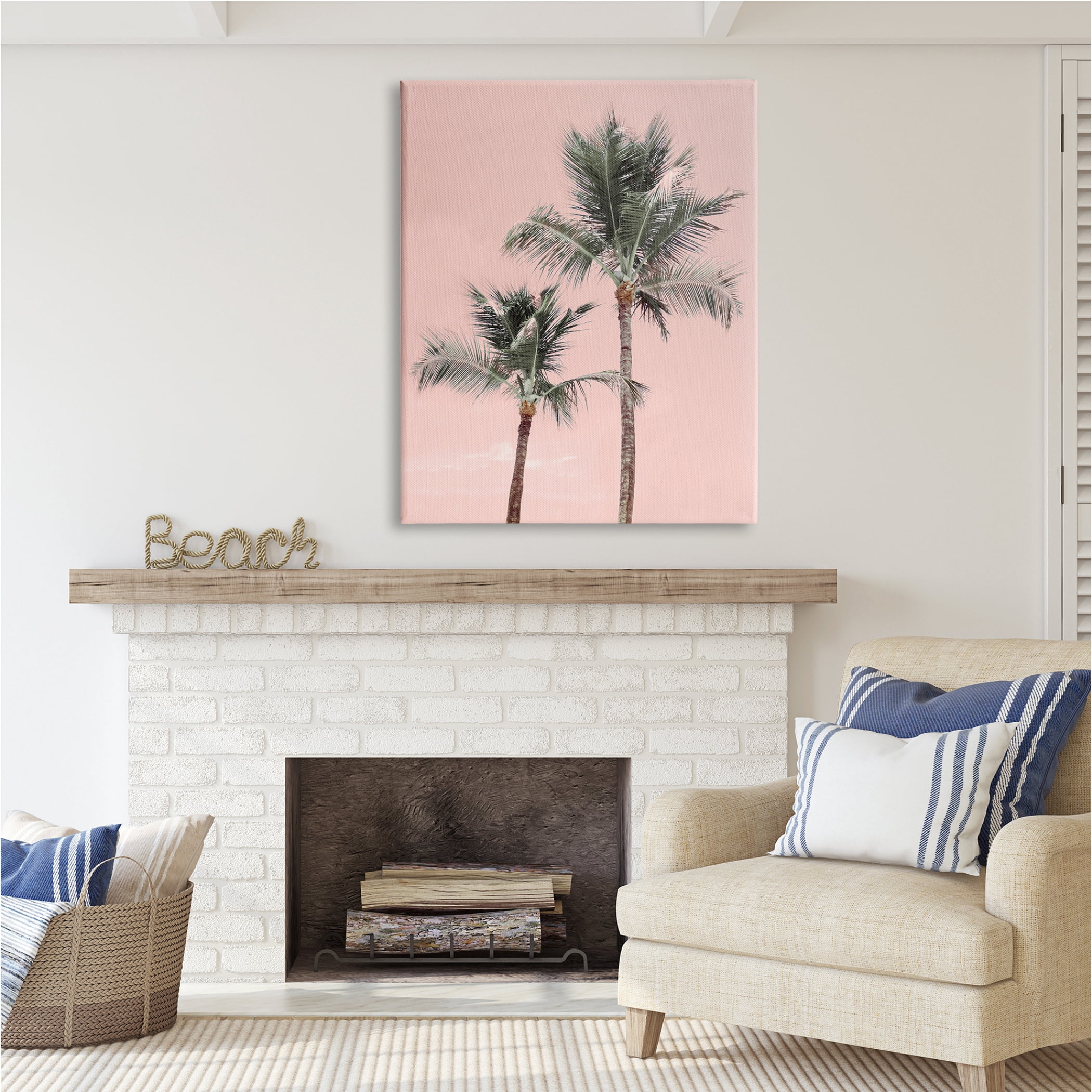 Stupell Industries Pink Summer Palm Trees Botanical & Floral Photography Gallery Wrapped Canvas Print Wall Art, 36 x 48