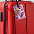 thumbnail image 5 of Purple Tulips Flowers Watercolor Faux Leather Travel Luggage Tag, 5 of 7