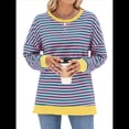 thumbnail image 3 of Sudadera Oversize para Mujer, Verano 2025, Cuello Redondo, Rayas, Larga, Aberturas Laterales, Sudaderas con Capucha Y2K Verde y Rosa XXL, 3 of 10
