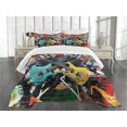 thumbnail image 3 of Ambesonne Music Quilted Bedspread Set 3 Pcs, Collage Instrument Joyful, King Size, Multicolor, 3 of 5
