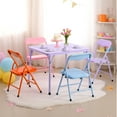 thumbnail image 1 of Homy Casa 5 Piece Foldable Kids Table and Chair Set, Compact Plastic Desk and Seat for Playroom Study Area, Purple, 1 of 10
