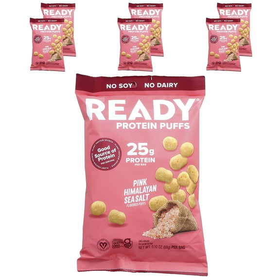 Ready Protein Puffs, Pink Himalayan Sea Salt, 6 Bags, 3.1 oz (88 g) Each