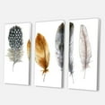 thumbnail image 3 of Boho Feather In Blue and Orange Striped & Polka Dost 28 in x 36 in Painting Canvas Art Print, by Designart, 3 of 3
