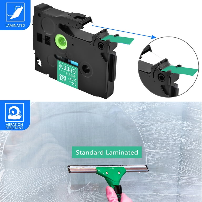 GREENCYCLE 3 Pack Compatible for Brother TZe-735 TZ-735 TZ735 TZ735 TZe  Tape 12mm 0.47'' Laminated White on Green Label Tapes use in P-Touch  PT-D210 PT-D400 PT-D600 Labeler Label Maker 26.2ft 8m -