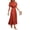 Brick Red, variant on Womens Summer Midi Dresses Puff Short Sleeve V Neck Swiss Dot Pleated A Line Flowy Long Wedding Guest Dress