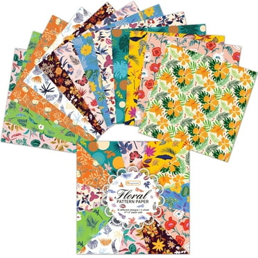 48 Sheet Scrapbook Paper-Floral Paper Set, 12 Colorful Flower Scrapbook Double-Sided Design, 6"X6"