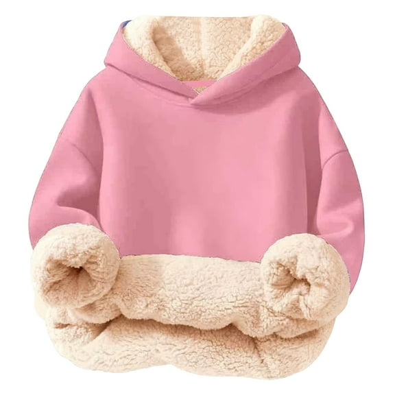 FUZHIQ Unisex Boys Girls Fleece Lined sherpa Hoodie Kids Warm Winter Hoodies Pullover Hooded Sweatshirt Sweater for 7-8 Years