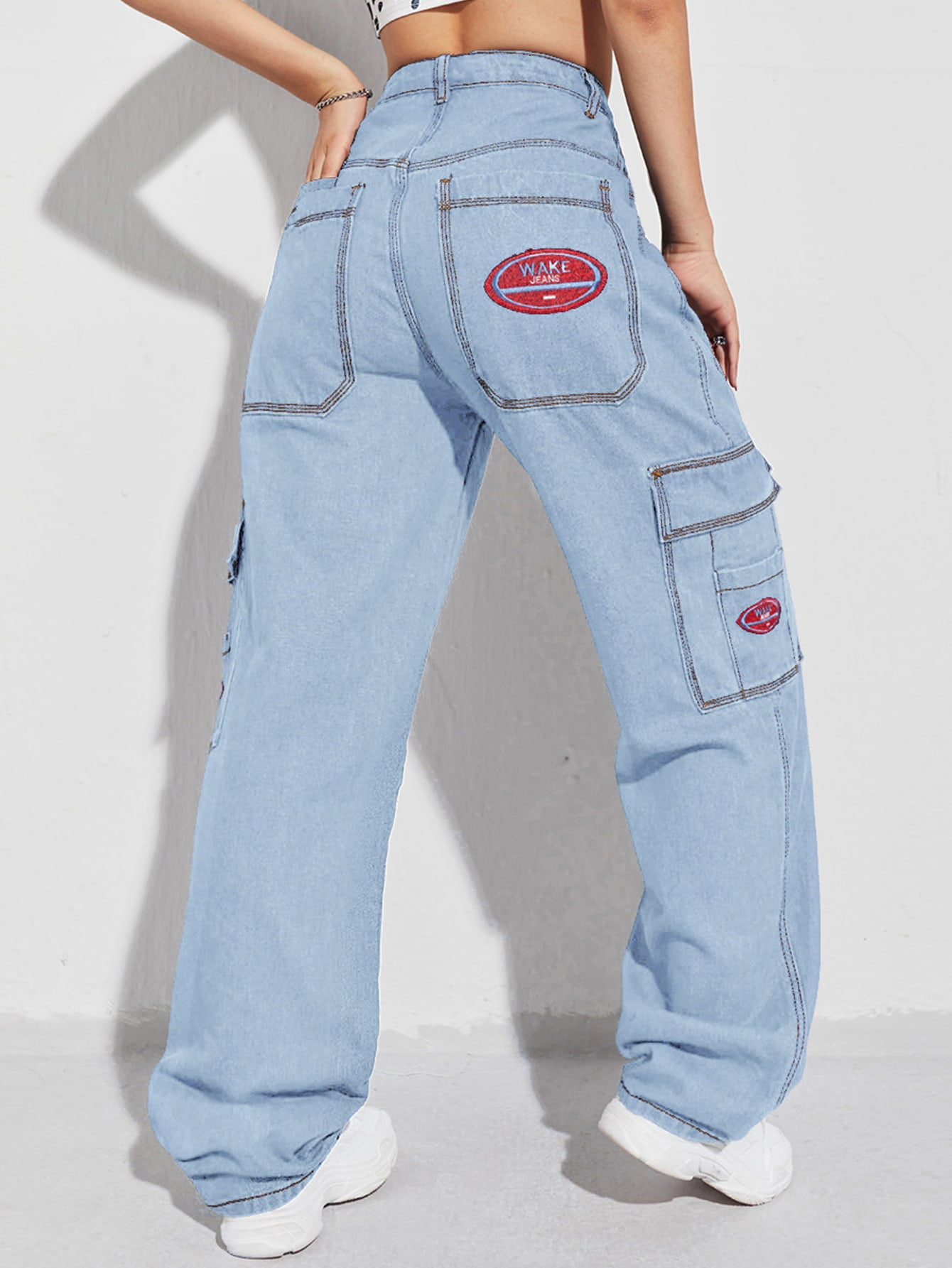 Women's Patched Detail Flap Pocket Wide 