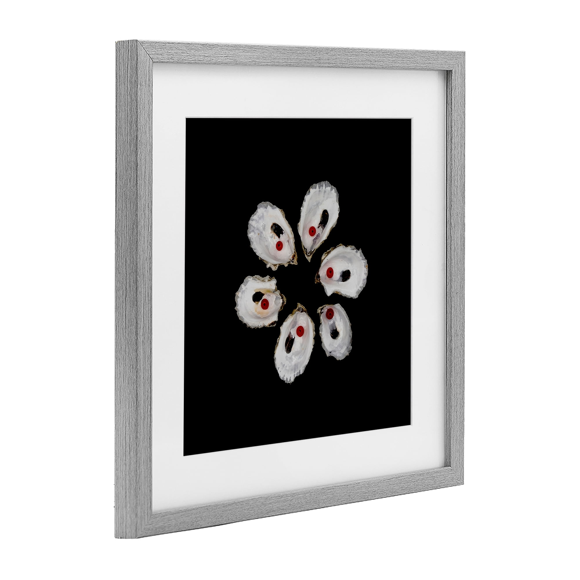 Stupell Industries Oyster Shells Symmetry Gray Framed Print Under Glass, design by Beth Adoette