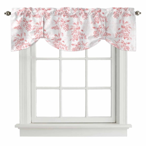 Tie Up Valances for Windows, Pink Fruit Adjustable Valance Curtains Window Treatment for Living Room/Bedroom, Vintage Plant Nature Botanical Flower Rod Pocket Kitchen Curtains & Drapes 54x18 Inch