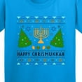 thumbnail image 4 of Inktastic Happy Chrismukkah Sweater Style with Menorah and Trees Youth T-Shirt, 4 of 5