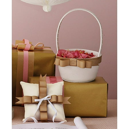 Martha Stewart Bell Pattern Flower Basket and Ring Bearer Pillow Set