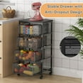 thumbnail image 3 of Carrito de almacenamiento de cocina de 4 niveles con tapa de madera y ruedas Yociyoga, 3 of 9