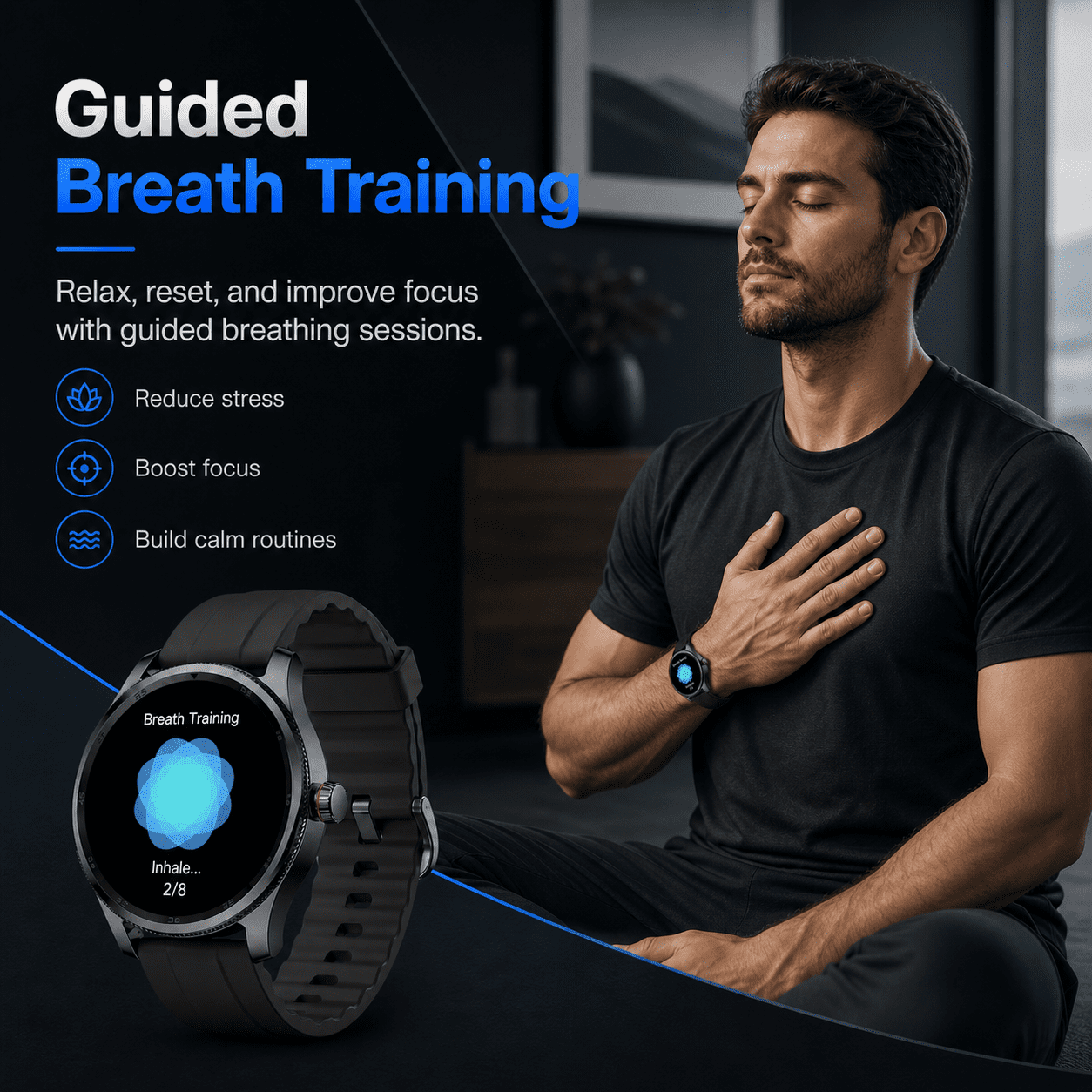 MiracoRun Men’s Smart Watch for iPhone & Android, 1.39" Round Touchscreen, Bluetooth Calling & Text Notifications, Fitness Tracker with 100+ Sports Modes, IP68 Waterproof