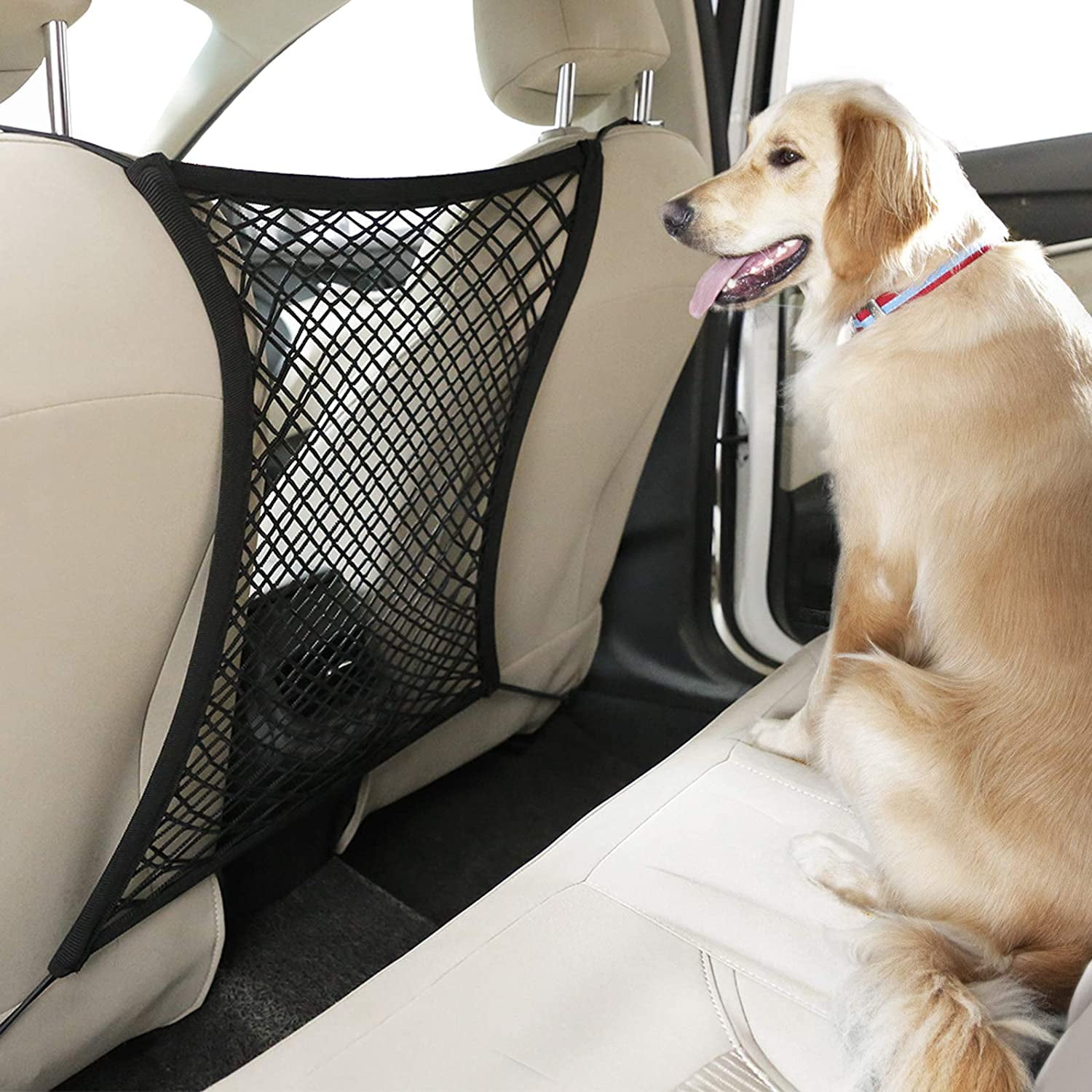 Dog Car Barrier, Dog Net for Car Between Seats, Pet Net Barrier Front
